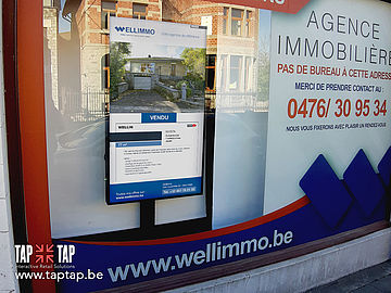 Ecran vitrine pour agence immobiliere TAPTAP